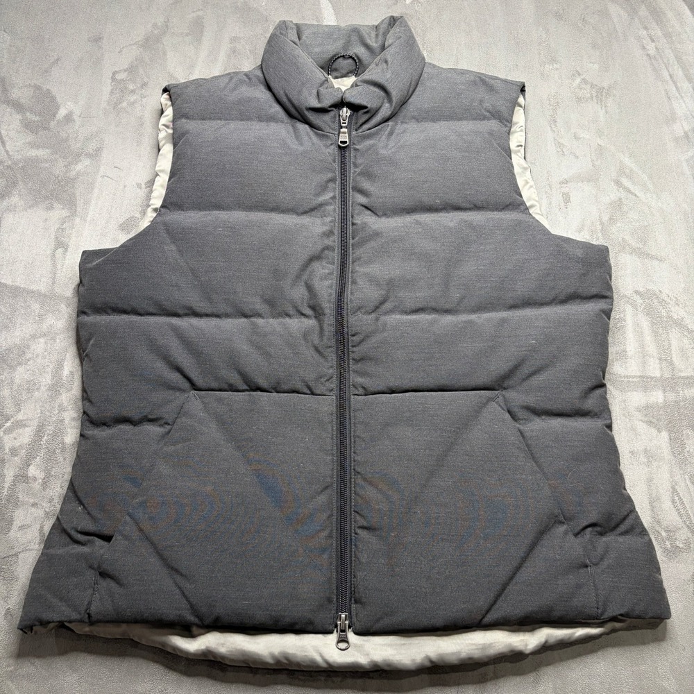 Vtg Eddie Bauer Puffer Vest Womens Sz M Gray Goose Down Layering Cabin Gorpcore